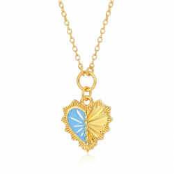 Colliers Argent Lisse Collier Cœur 38+6 cm Émail de couleur Turquoise