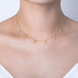 Collar Plata Lisa Collar Flor - 38 cm