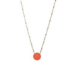 Silver Necklaces Glitter Necklace - Orange Circle - 30+10 cm - Gold Plated