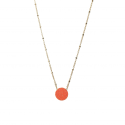 Colliers Argent Lisse Collier Paillettes - Cercle Orange - 30+10 cm - Dorure Or