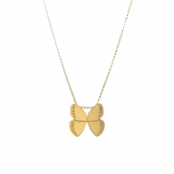Collar Plata Lisa Collar Mariposa - 40 + 5 cm - Bañado Oro y Plata Rodiada