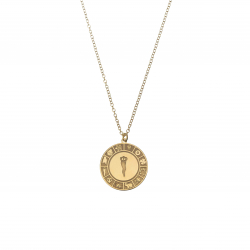 Collar Plata Lisa Collar Medalla Amuletos - 38 + 5 cm - Bañado Oro y Plata Rodiada