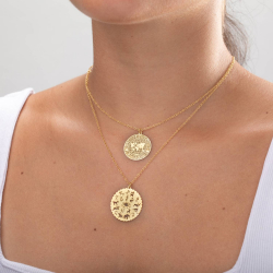 Collar Plata Lisa Collar Mapa - 38 + 5 cm - Bañado Oro y Plata Rodiada