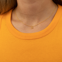 Collar Plata Lisa Collar Sol - 40+5mm - Bañado Oro y Plata Rodiada
