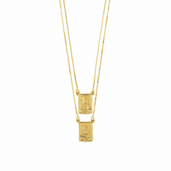 Collar Plata Lisa Collar Escapulario - 44 + 5 cm - Bañado Oro