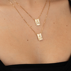 Halsketten Glattes Silber Skapulier-Halskette - 44 + 5 cm - Vergoldet