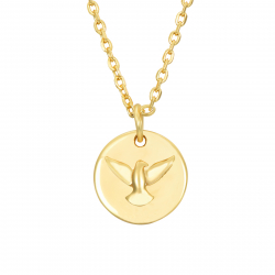 Halsketten Glattes Silber Vogelmedaille Halskette - 38+4 cm - Vergoldet und rhodiniertes Silber