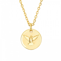 Collar Plata Lisa Collar Medalla Pájaro  - 38+4cm - Bañado Oro y Plata Rodiada