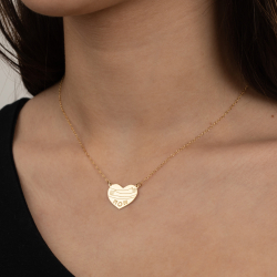 Silver Necklaces Silver Necklace - Heart Mom- 36+4cm - Gold Plated and Rhodium Silver