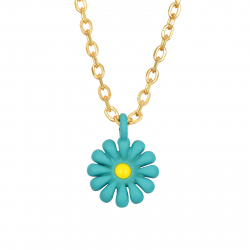 Silver Necklaces Silver Necklace - Daisy 7mm - 38+5cm - Enamel - Gold Plated