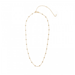 Collar Plata Lisa Cadena Singapur - Bola 3mm - 40+5+5 cm - Bañado Oro y Plata Rodiada