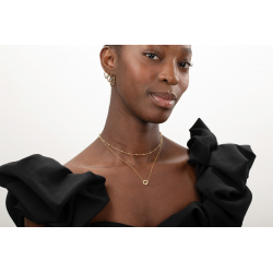Collar Plata Lisa Cadena Singapur - Bola 3mm - 40+5+5 cm - Bañado Oro y Plata Rodiada