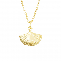 Silver Zirocn Necklaces Necklace - Shell 13*9mm - 38 + 6 cm - Gold Plated and Rhodium Silver