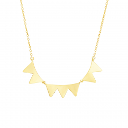 Silver Necklaces Triangle Necklace 50*7 mm - 38 + 5 cm - Gold Plated and Rhodium Silver