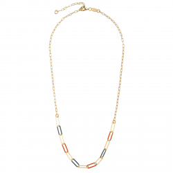 Silver Necklaces Enamel Enamel Multi Link Necklace - 38+4 cm Gold Plated