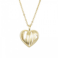 Silver Necklaces Love Necklace - Heart 15 mm - 38 + 4 cm - Gold Plated and Rhodium Silver