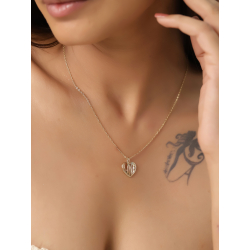 Silver Necklaces Love Necklace - Heart 15 mm - 38 + 4 cm - Gold Plated and Rhodium Silver