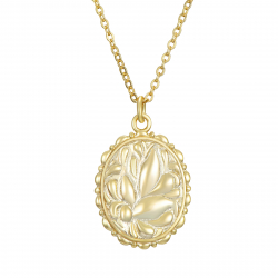 Silver Necklaces Necklace - Leaves 18 mm - 38 + 4 cm - Gold Plated and Rhodium Silver