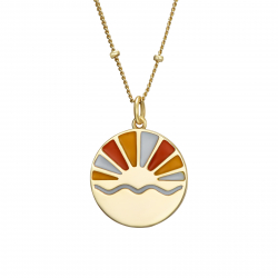 Silver Necklaces Enamel Multi Necklace - Rising Sun 17 mm - 38 + 4 cm - Gold Plated and Rhodium Silver