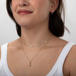 Collar Plata Lisa Collar Zapato 13 mm  - 40+5cm - Bañado Oro y Plata Rodiada