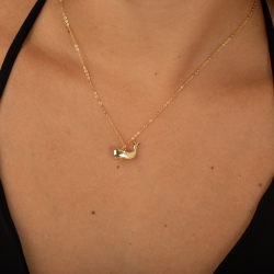 Collar Plata Lisa Collar Plata - Ballena 16mm  - 40+5cm - Bañado Oro y Plata Rodiada