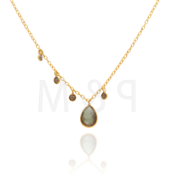 Silver Stone Necklaces Mineral Necklace - Teardrop - 38+3cm
