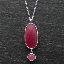Silver Stone Necklaces Necklace Mineral - 38+2+2cm