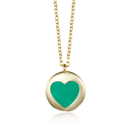 Silver Stone Necklaces Necklace Mineral - Heart Enamel - 12mm- 40+5cm - Gold Plated and Rhodium Silver