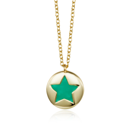 Silver Stone Necklaces Necklace Mineral - Star Enamel 12mm - 40+5cm - Gold Plated and Rhodium Silver