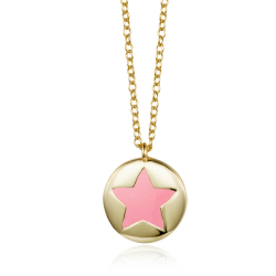 Silver Stone Necklaces Necklace Mineral - Star Enamel 12mm - 40+5cm - Gold Plated and Rhodium Silver