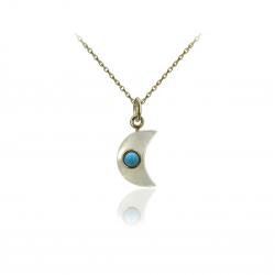 Silver Stone Necklaces Necklace Mineral - Moon and Ball - 38+4cm - Mother of Pearl