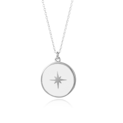 Silver Stone Necklaces Necklace Mineral - Mother of Pearl - Star - 40+5cm