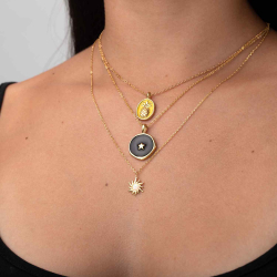 Silver Stone Necklaces Sun Necklace - Mineral - 45 + 5 cm - Gold Plated