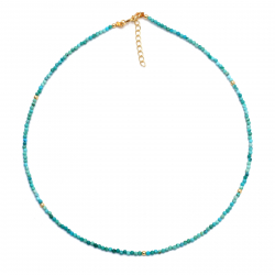 Silver Stone Necklaces Mineral Choker - 36+5cm - Gold Plated - Turquoise