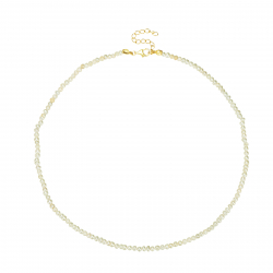 Collar Plata Mineral Mineral Choker - 38+4 cm - 2.5 a 3 mm - Perla - Bañado Oro