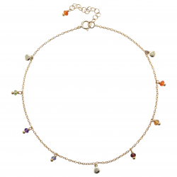 Silver Stone Necklaces Multi Minerals Necklace - 40 + 6 cm - Gold Plated and Rhodium Silver