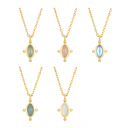 Silver Stone Necklaces Marquise Necklace - Mineral -  38+6cm - Gold Plated