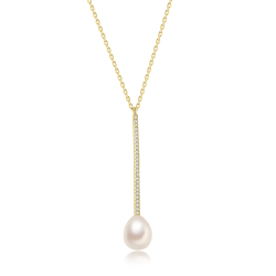  Necklace Mineral Barra - Cultured Pearl 8,5 - 9 mm - 39+5 cm - Gold Plated