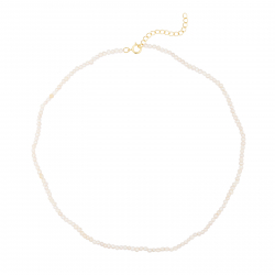 Collar Plata Mineral Mineral Choker - 38+4 cm - 2.5 a 3 mm - Perla - Bañado Oro