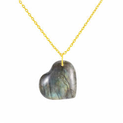 Collar Plata Mineral Collar Mineral - Corazon - 23*21mm - 1 Micra Bañado Oro
