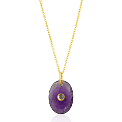 Collar Plata Mineral Collar Mineral - Oval - 18*13mm - 1 Micra Bañado Oro