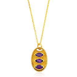 Collar Plata Mineral Collar Mineral - Trilogía Ovalada - 18,50*12,50mm - 1 Micra Bañado Oro