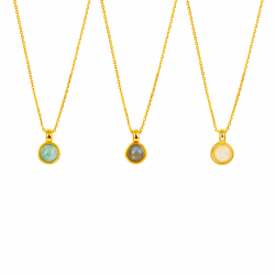 Collar Plata Mineral Collar Sol - 8mm Mineral - 37+3cm - Bañado Oro