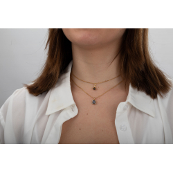 Collar Plata Mineral Collar Escarabajo - 9,5mm Mineral - 37+3cm - Bañado Oro