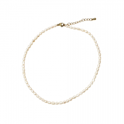 Halsketten Silber Minerale Mineral Halskette - Zuchtperle 2 - 5 mm - 38+4 cm - Gold- und Rhodiumbeschichtet
