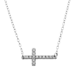 Colliers Argent Zircone Collier Zircone- Croix