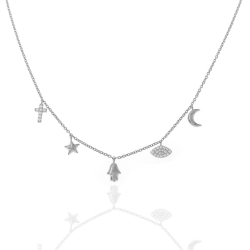 Silver Zirocn Necklaces Zirconia Necklace - Charms