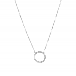 Silver Zirocn Necklaces Zirconia Necklace - Circle 14mm