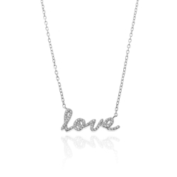 Silver Zirocn Necklaces Zirconia Necklace - Love