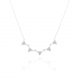 Colliers Argent Zircone Collier Zircone-5 Triangles